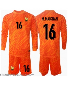 Francia Mike Maignan #16 Portiere Maglia Gara Trasferta Repliche Europei 2024 Bambino Maniche Lunghe